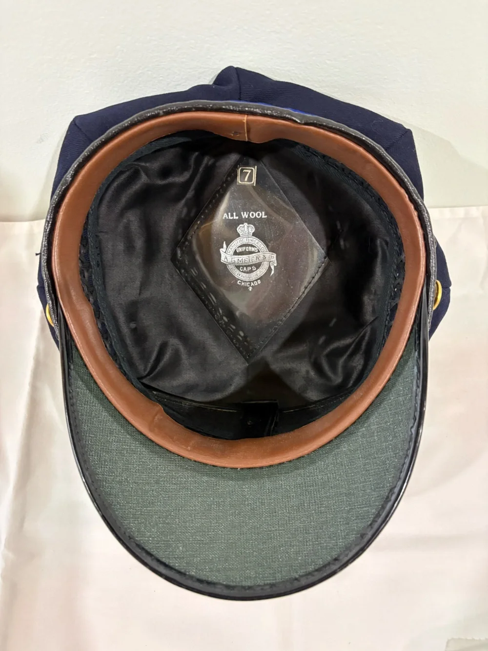 Uniform Cap All Wool Visor Hat Black Vintage Police Sz 7 AG Meier & Co